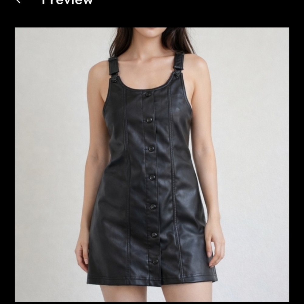 ✨Celebrity Pink Faux Leather Black Mini Dress